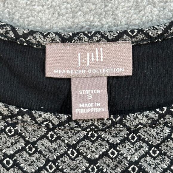 J.jill Wearever Collection Tunic Tank Top Women's Small Stretch Black/Gray Print - Picture 3 of 9